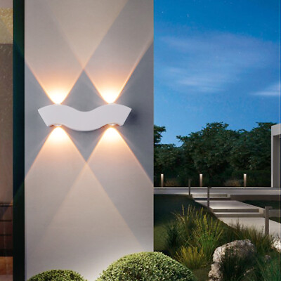 #ad 4W LED Outdoor Wall Light Indoor Up Down Waterproof Lamp Fixture Wave Shape Door $35.30