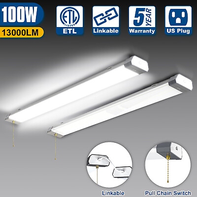 #ad 2 Pack LED Shop Light Workshop Garage 100W Plug in Linkable Industrial Fixture $106.66