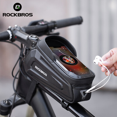 #ad ROCKBROS Cycling Bike Front Frame Bag Waterproof Touch Screen Top Tube Phone Bag $18.59