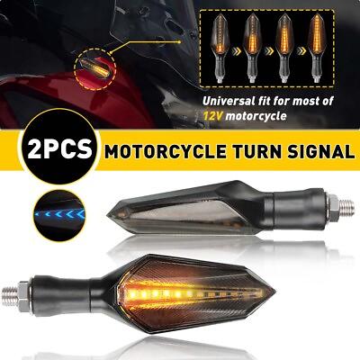 #ad Motorcycle LED Signals Turn Amber Lamp Brake Lights Two Side Sequential EU $10.44