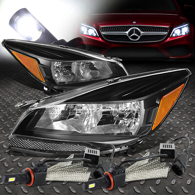 BLACK HOUSING AMBER SIDE HEADLIGHT6000K HID LED PAIR FOR 13 16 FORD ESCAPE $192.88
