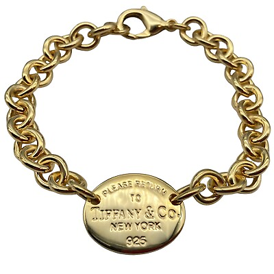 #ad Tiffany amp; Co. Gold plate bracelet return to Tiffany 7 1 4quot; Silver 925 23.3g $798.00