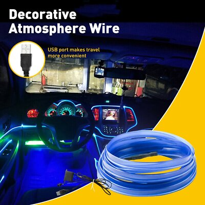 #ad USB LED Strip Light Decor Car Interior Lights Flexible Ambient Neon Lamp Rope $6.97
