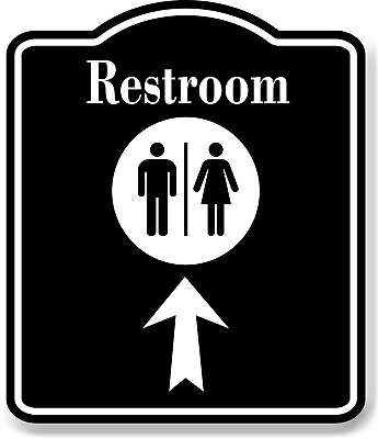 #ad Restroom Men Women Up Arrow BLACK Aluminum Composite Sign $36.99