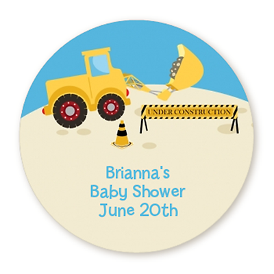 #ad Construction Truck Round Personalized Birthday Party Sticker Labels 8 sizes $6.00