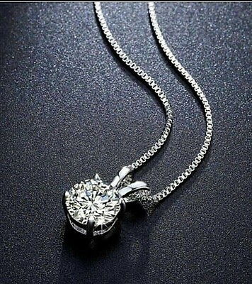 #ad 2Ct Created VVS1 Diamond 14K White Gold Finish Solitaire Pendant 18quot; Necklace $19.99