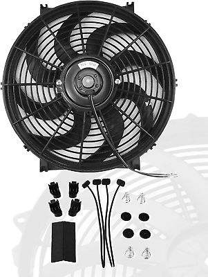 #ad 12quot; Inch Slim Fan Push Pull Electric Radiator Cooling Fans 12V Mount Kit Black $37.30