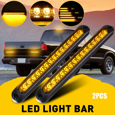 #ad 2 LED Strip Truck Tail Trailer Brake Light Amber Bar Sequential Turn Signal Lamp $15.09