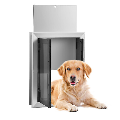 #ad Dog Door for Wall Steel Frame with Two Sliding Locking Panels amp; Magnetic Flap $154.90