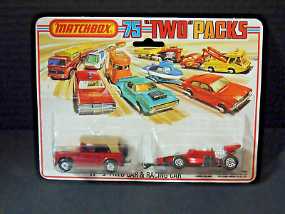 #ad Matchbox Superfast Twin Pack TP 9 Field Car amp; Racing Car on Trailer New in Pack $119.95