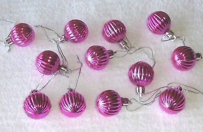 #ad Rose Red Mini Ornaments Christmas Non Shatter Balls Ribbed Miniature Tree Wire $9.95