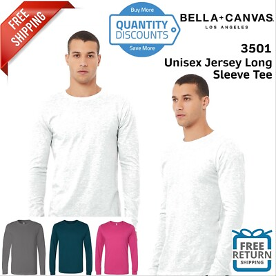 #ad BELLA CANVAS Jersey Long Sleeve T Shirt Airlume Combed Cotton 3501 up to 4XL $15.49