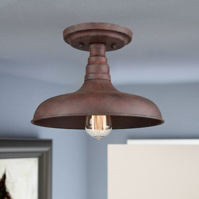 #ad Industrial Retro Rust Ceiling Light Semi Flush Mount Vintage Light Fixture $36.99