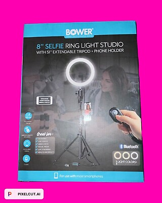 #ad 8‘’ Bower Selfie Ring Studio Light with 51quot; extendable Tripod Phone Holder $19.95