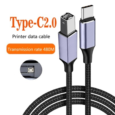 #ad Versatile Printer Cable for Phone Tablet Type C 2.0 to USB Quick Easy Connection $8.39