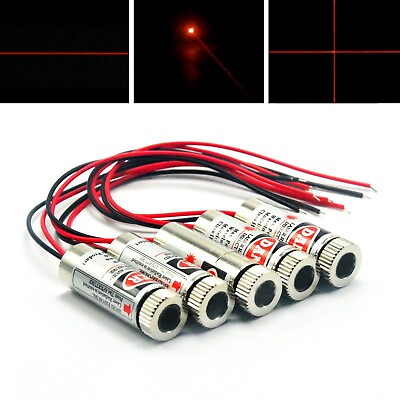 #ad 5pcs 650nm 10mW Red Focusable Dot Line Cross Laser Diode Module 3 5V 12x35mm $16.10