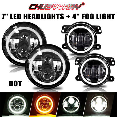 7quot; LED Headlights 4quot; Fog Lights Turn Signal Combo For 2003 2007 Jeep Liberty $111.99