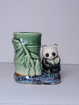 #ad Vintage ceramic Panda toothpick holder pen pencil holder $14.00