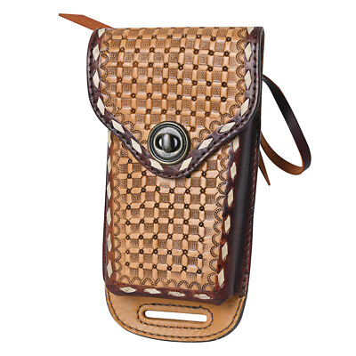 #ad 87HS Hilason Horse Saddle Gorgeous Hand Tooled Tan Cell Phone Case Pouch $39.95