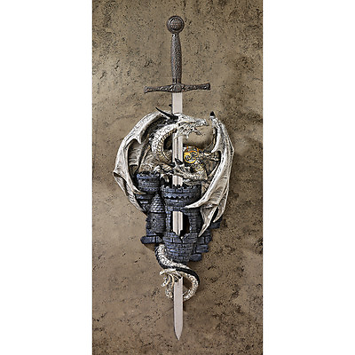 #ad #ad Medieval Coat of Arms Removable Sword Medieval Dragon Castle Wall Sculpture $69.22