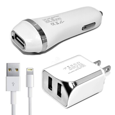#ad White Color 2.1A Car Charger Adapter Wall Home Charger 5ft USB Cord Cable $12.20