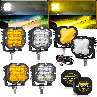 #ad AUXBEAM 3quot;inch Led Work Fog Ditch Light Spot Flood Pods Amber White Driving Lamp $129.99