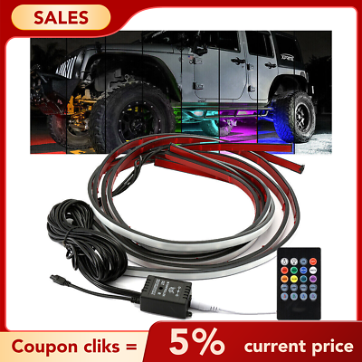 #ad 4pcs RGB Color LED Lights Strip Under Car Tube Underglow Neon Light Kits Flash $22.98