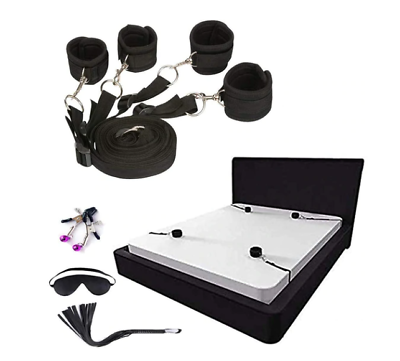 #ad Restraint Bed Harness Set Bondage Strap Handcuffs Ankle Kit BDSM Toy SM $14.99