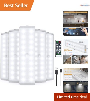 #ad Dimmable Motion Sensor Wireless LED Closet Lights USB Rechargeable Set of 5 $65.98