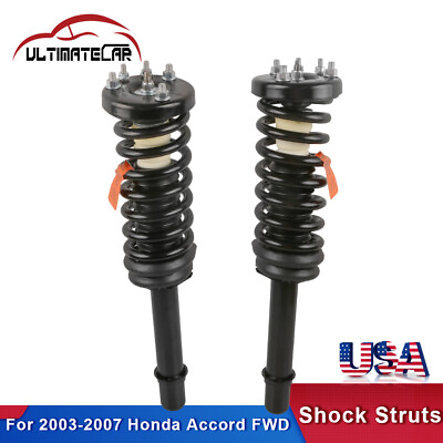 #ad Set 2 Front Complete Shock Struts w Spring Assembly For 2003 2007 Honda Accord $80.96