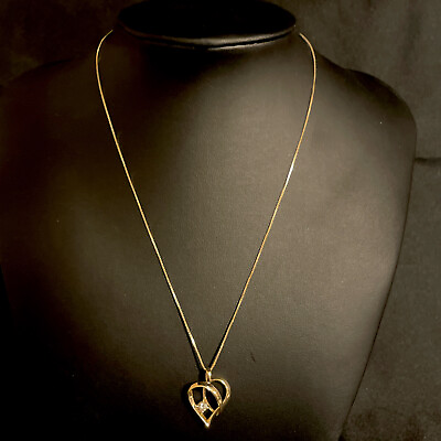 #ad 14K Gold 3 Dimensional .17 Carat Natural Diamond Heart Pendant Necklace 4.4g $200.00