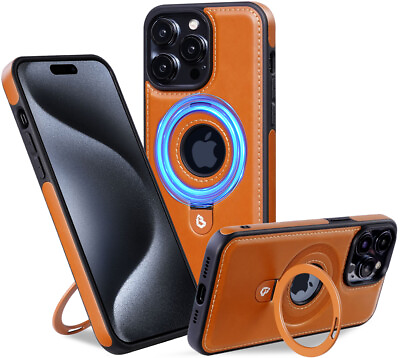 #ad Magnetic Luxury Leather Phone Case With Ring Holder For iphone 15 14 13 Pro Max $13.03