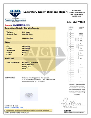 #ad 1.5CT Lab Created Diamond E VVS1 Round Brilliant 18K Gold Prong Halo Accent Ring $1947.00