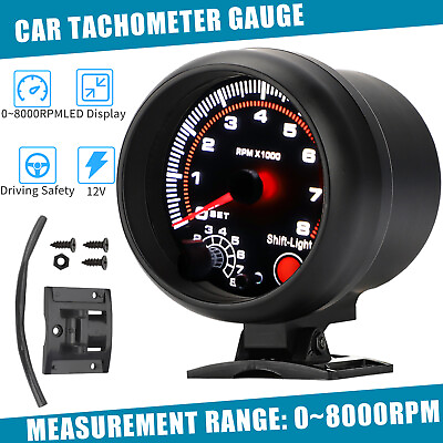 #ad Universal Car Tachometer Gauge Tacho Meter with LED Shift Light 0 8000 RPM 3.75quot; $19.98
