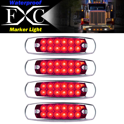#ad 4pcs 6.3quot; Red Side Marker Lights Clearance LED Truck Trailer For Peterbilt 12V $18.96