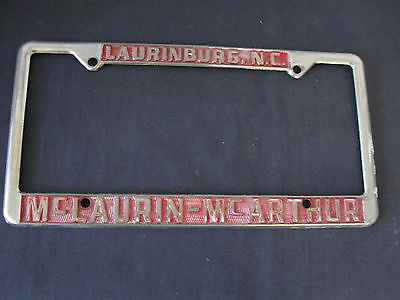 #ad McLAURIN McARTHER N.C. Dealer Metal License Plate Frame Embossed Holder Tag $73.51