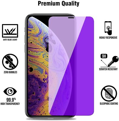 for iPhone 11 PRO iPhone X XS Anti Blue Light Screen Protector Tempered Glass $5.99