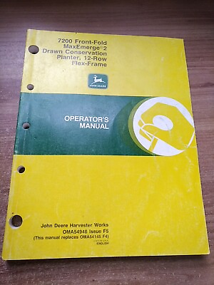 #ad #ad John Deere 7200 Front Fold 12 Row Flex Planter Operators Manual Issue F5 1995 C $40.00