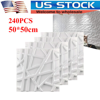 #ad 240PCS 3D Wall Panels PVC Plastic 50x50cm Ceiling Decor Wallpaper Tiles Cladding $693.37