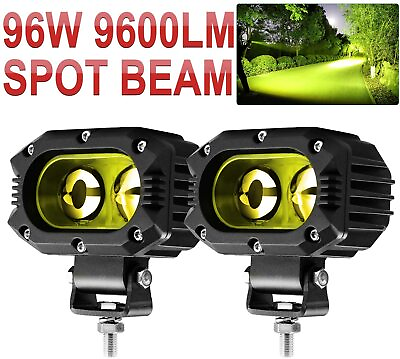 LED Spot Lights 2PCS Yellow Driving Lamp Fog Lights 4inch Pods Cube Off Road ATV $53.27