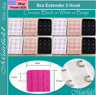 Bra Extender 3 Hook Extension Black or White or Beige US SELLER $3.49