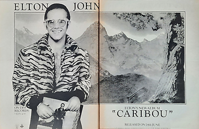 #ad 1974 ELTON JOHN Poster double sided Press Ad Album quot;Caribouquot; $39.95