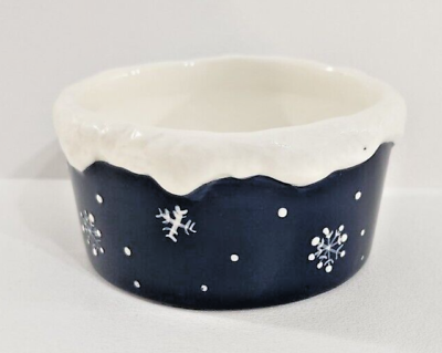 #ad Snow Friends Collection Dip Bowl St Nicholas Square Blue Snowflake Holiday Bowl $12.99