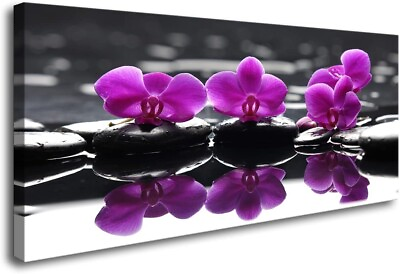 #ad Wall Art with Pink Orchid Canvas Painting Flowers Canvas Pictures Home Dcor $84.99