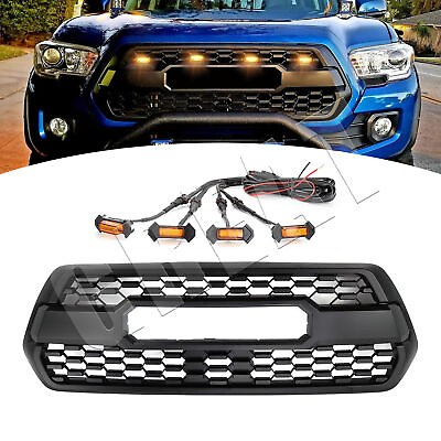 #ad For Tacoma Hood Grill 2016 2023 Bumper Grille With Accessories4 LED Matte Black $100.69