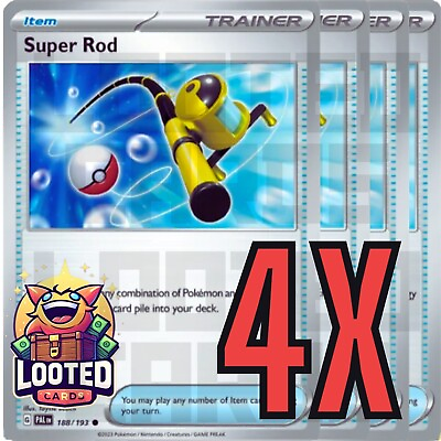 #ad 4x Super Rod 188 193 x4 Paldea Evolved Pokemon TCG Playset NM $7.49