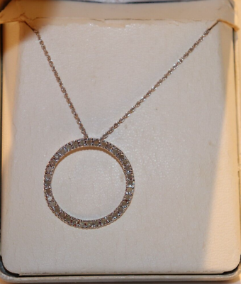#ad Sterling Diamond Low Quality Circle Pin on 18quot; Thin Chain $39.99
