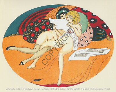 #ad Kunst Grafik Vintage Busen Girls Print Erotik Vagina Lesbian Art Love Akt 1954 EUR 20.00
