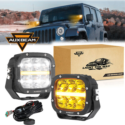 Auxbeam 5 inch LED Off Road Lights Amber Cubes LED Pods DRL For JEEP Offroad ATV $131.67