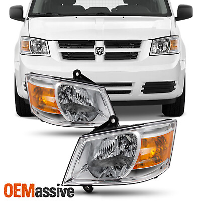 #ad Fit 08 10 Dodge Grand Caravan Clear Replacement Left Right Side Headlight Pair $81.69